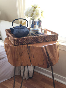 Reclaimed Solid Cypress Coffee Table with Hairpin Legs 20’’ diameter