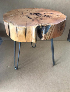 Reclaimed Solid Cypress Coffee Table with Hairpin Legs 20’’ diameter